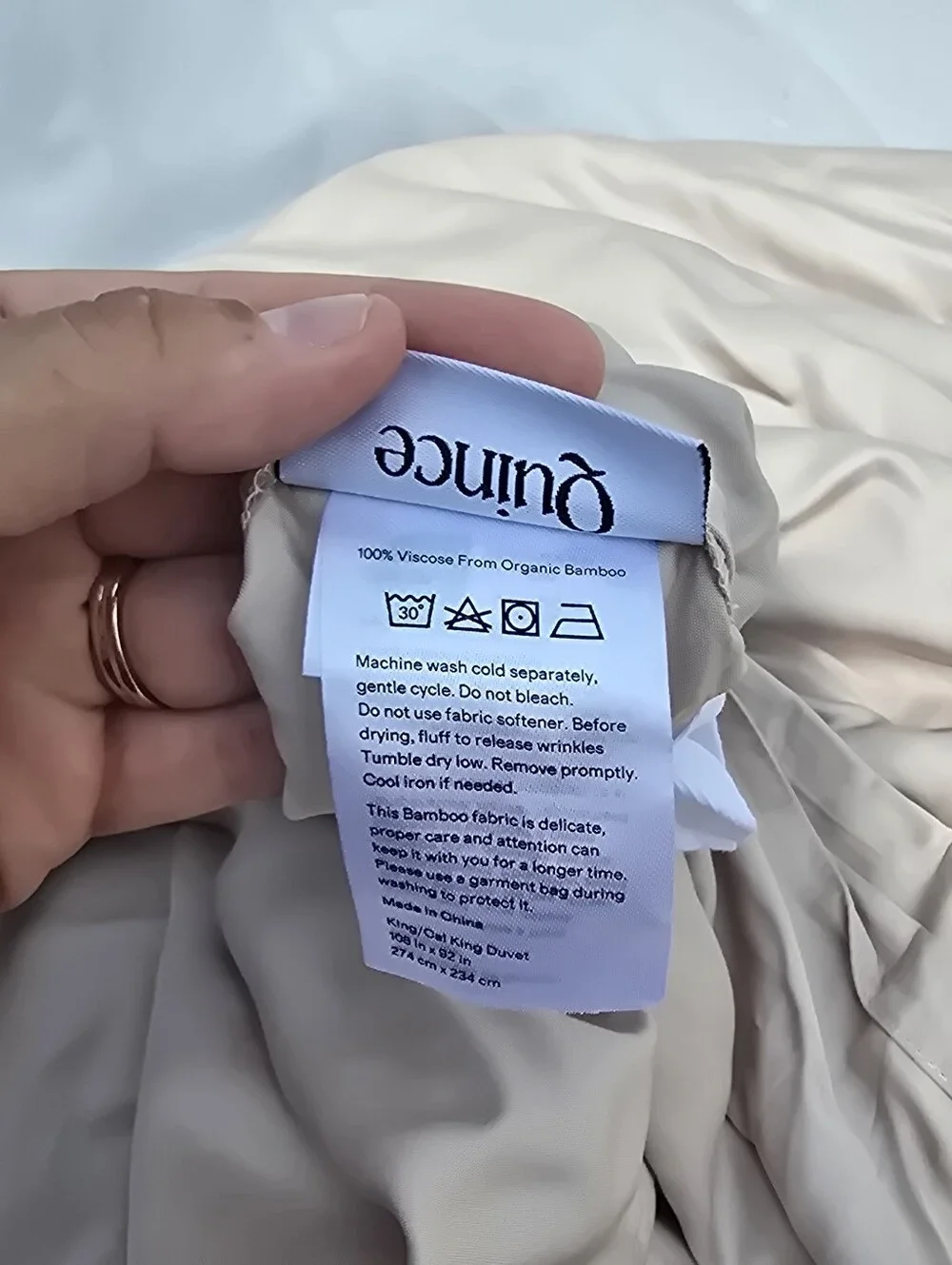 Quince 100% Organic Vicose Bamboo Sand Duvet Cover King Cal King
